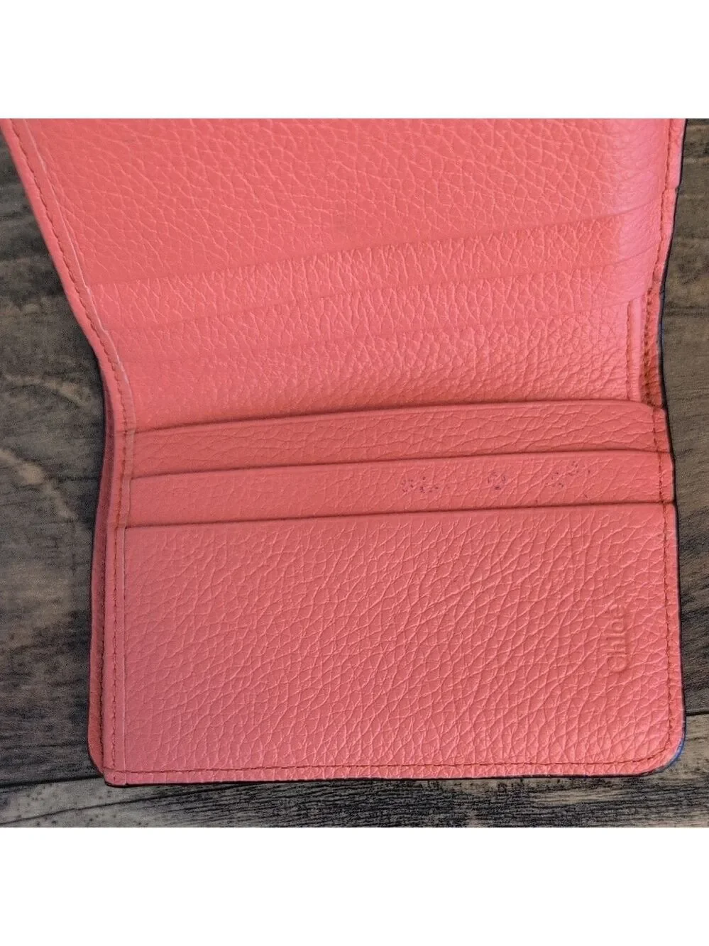Chloe Italian Small Alphabet Tri Fold Grained Leather Wallet with Gold 
